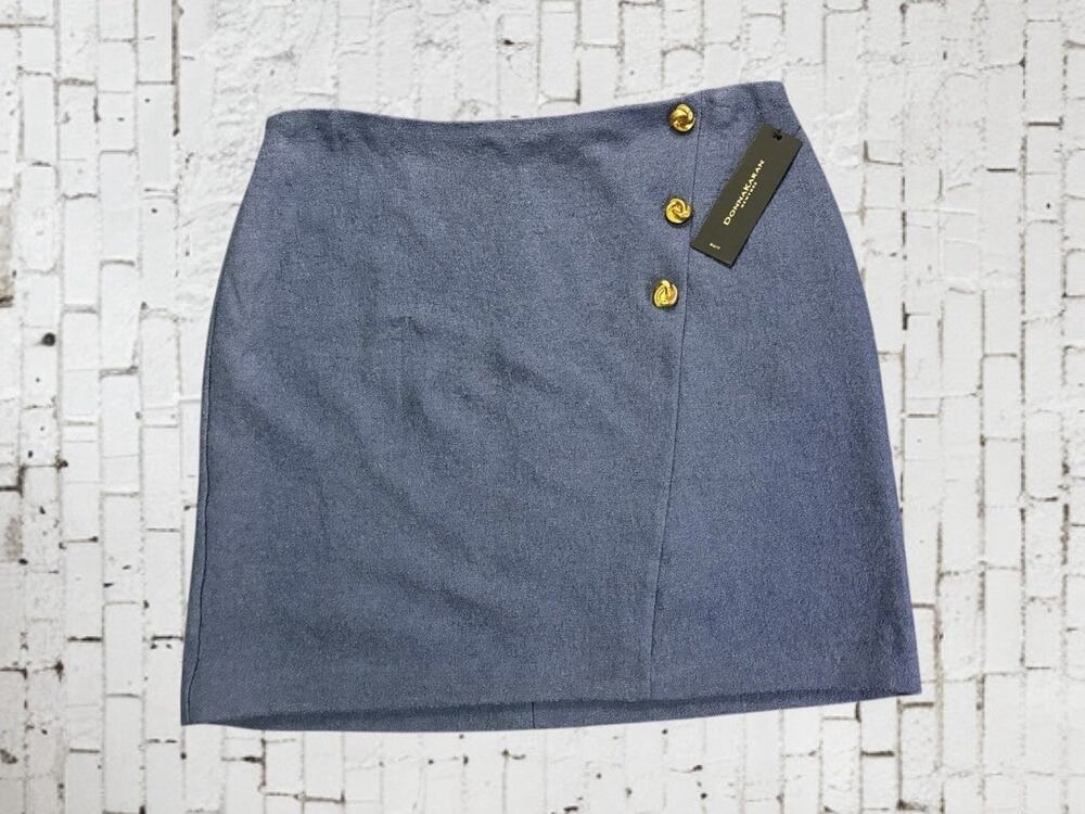 NWT Donna Karan Blue Suit Skirt with Gold Button Details Size 12
